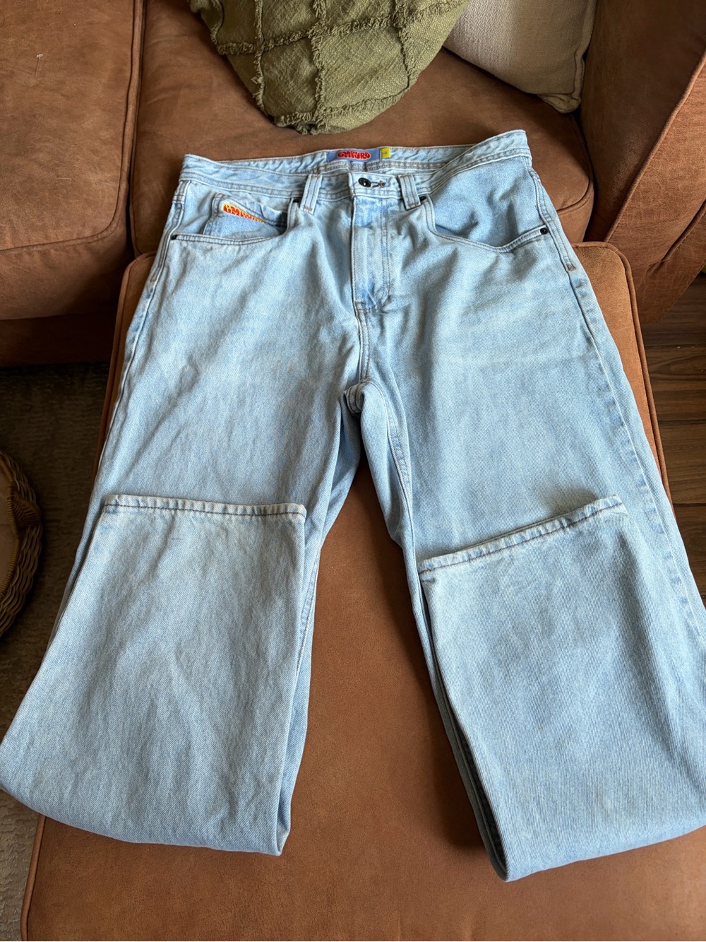 EMPYRE Y2K 90s Baggy Carpenter Skate Jeans Size 32 Light Wash Wide Leg